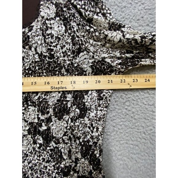 INC International Concepts Womens Short Sleeve 1X  Black White Floral Sh… - Picture 5 of 7